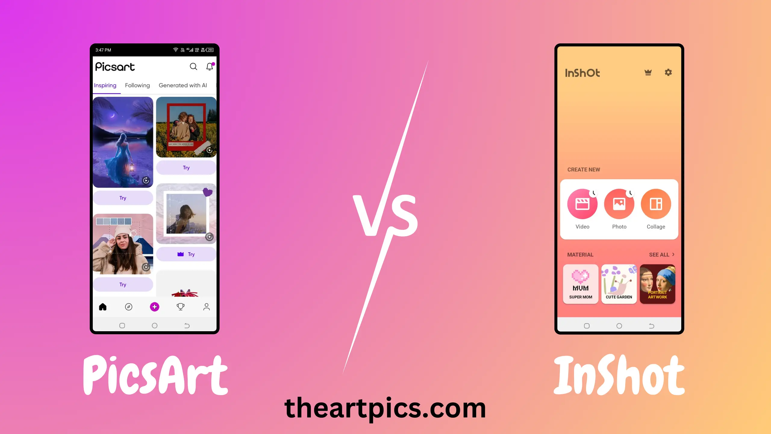 PicsArt vs InShot - User Interface and Usability