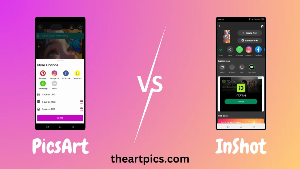 PicsArt vs InShot – Social Media Integration
